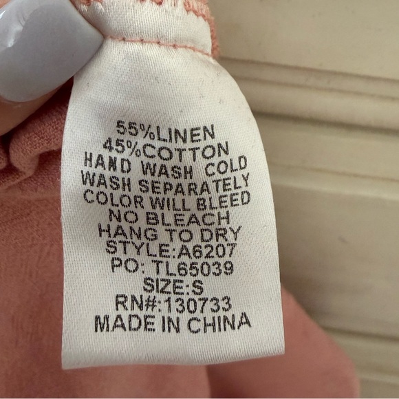 Umgee Oversized Pink Linen Boho Top - Picture 4 of 4